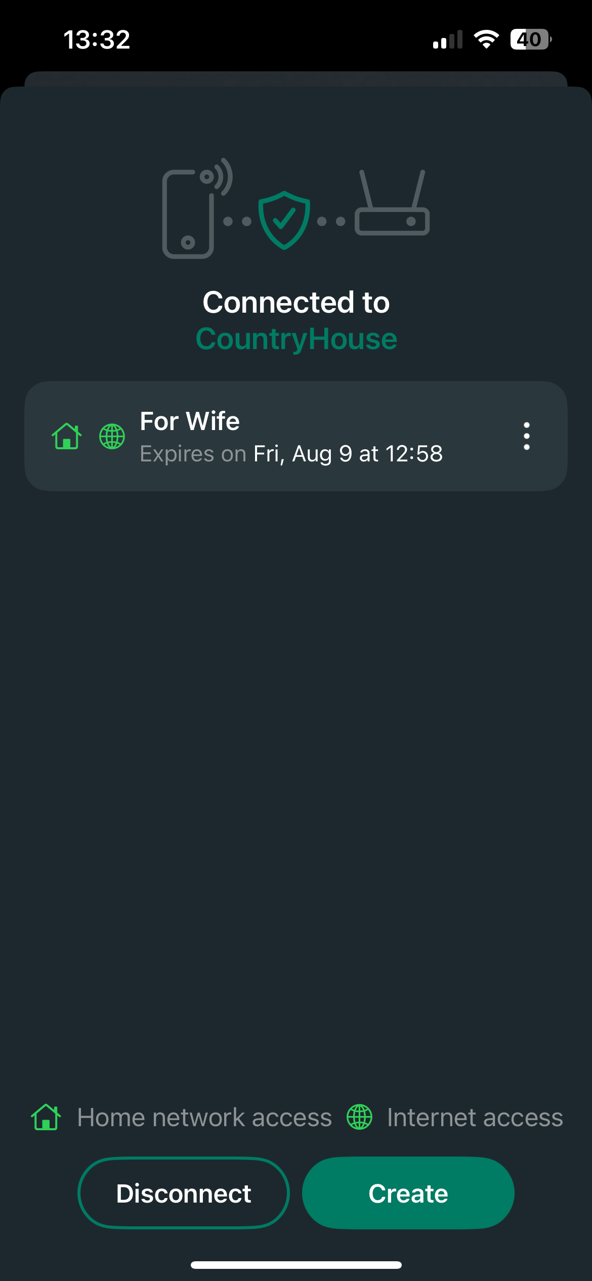 Shares manager with one share and the Create button