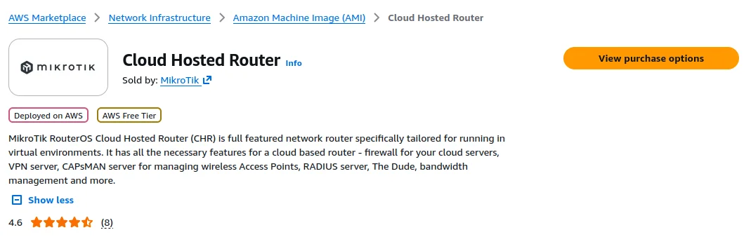 CHR instance on EC2