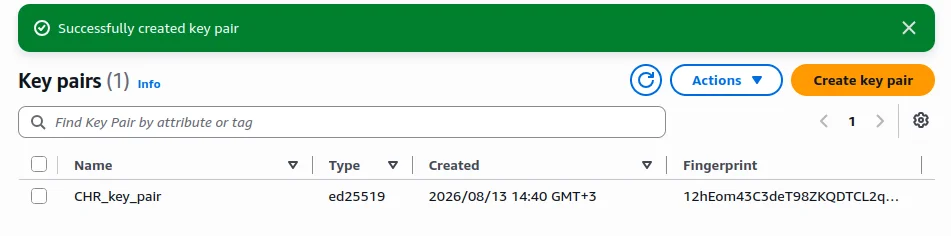 Create key pair step 3